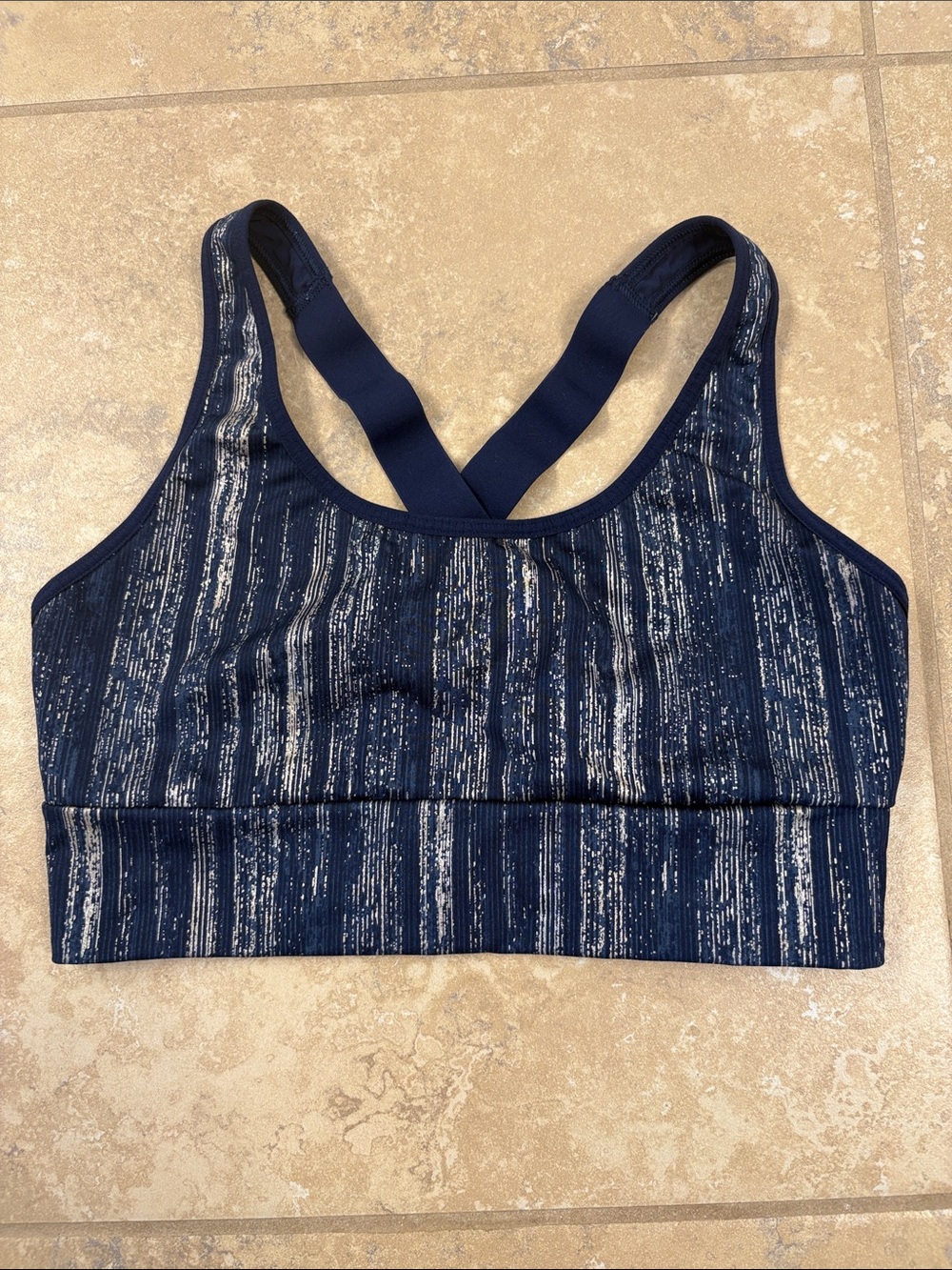 Victoria's Secret Navy Blue and Gold Striped Sports Bra